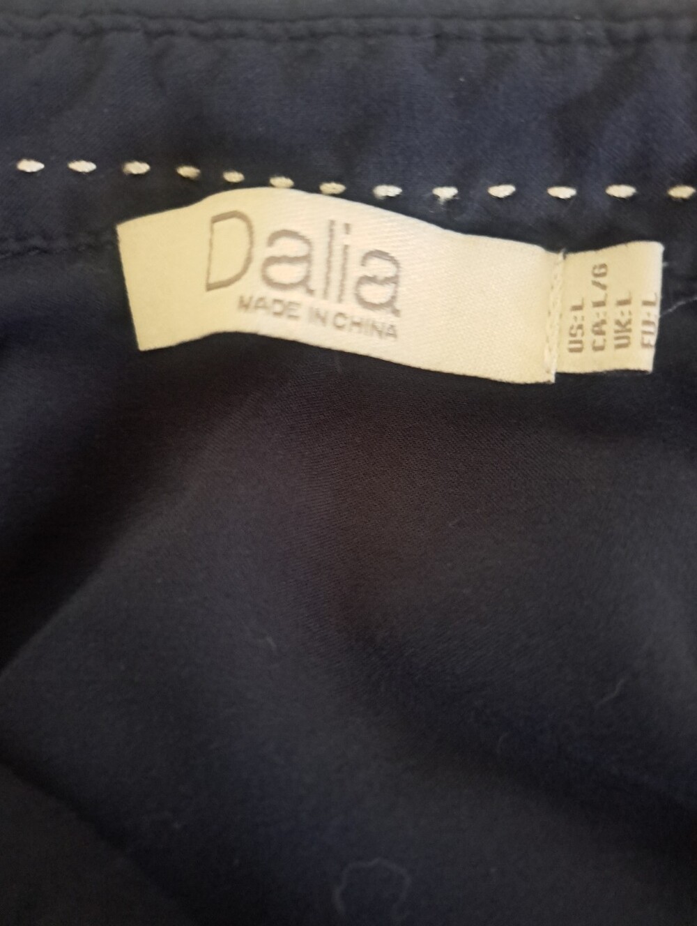 Dalia Navy Top with White Stitch Detail